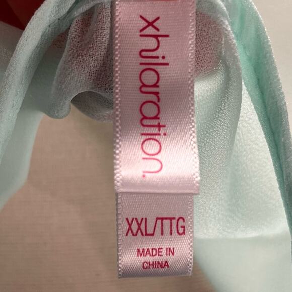 XHILARATION |  Mint Sleeveless Asymmetrical Beaded Blouse Top - Picture 4 of 5